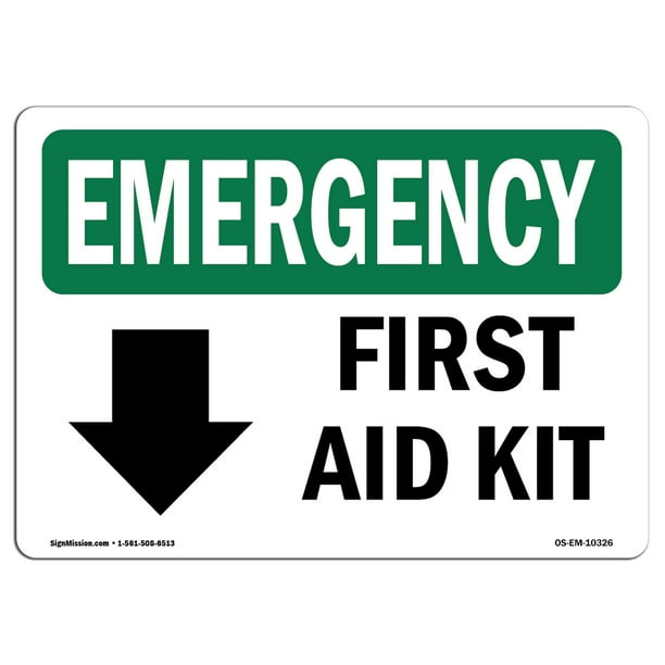 Choose from: Aluminum Protect Your Business First Aid Kit Inside OSHA Emergency Sign Warehouse & Shop Area Rigid Plastic or Vinyl Label Decal Construction Site  Made in The USA 